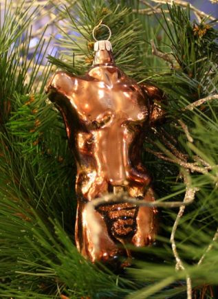 Haberland Bronze Male with Black Thong Christmas Ornament - 17