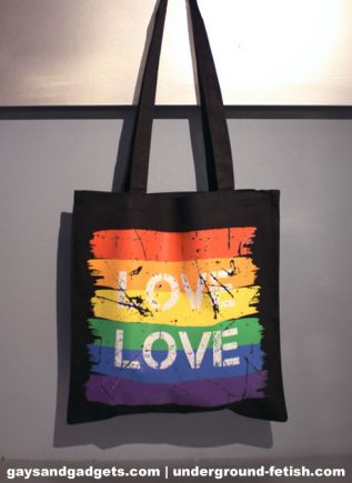 Rainbow Canvas Tote Love Black 41 x 38 cm