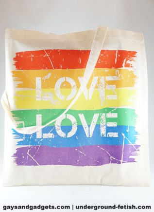 Rainbow Canvas Tote Love White 41 x 38 cm