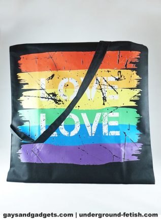 Rainbow Canvas Tote Love Black 41 x 38 cm
