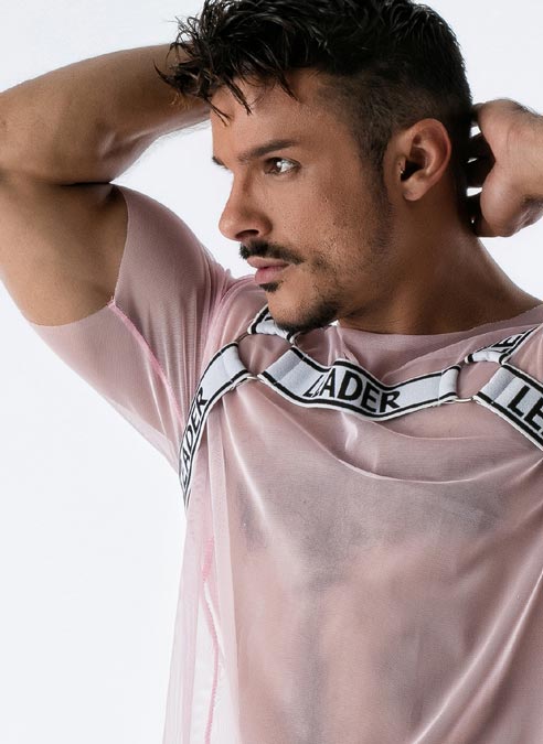 Leader Mesh Harness T-shirt Pink Large