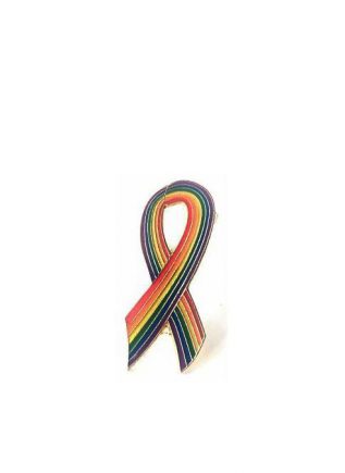 Pride Pin Rainbow Ribbon Thin