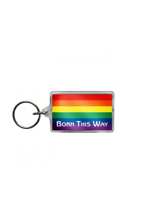 Rainbow Born this Way Pride Keyring