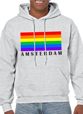 Hoody Rainbow Flag Square Amsterdam Grey Extra Small