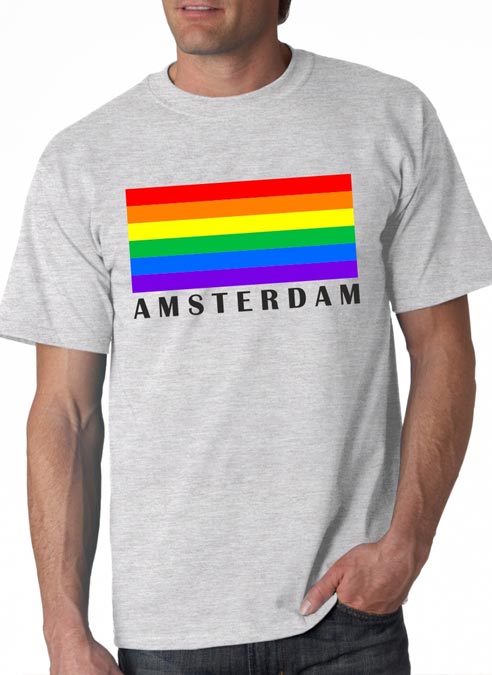 T-shirt Rainbow Flag Square Amsterdam Grey Extra large