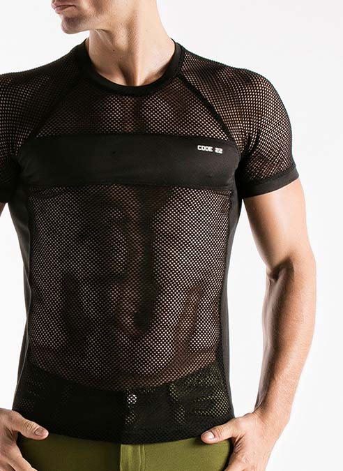 CODE 22 Mesh T-Shirt Black - Gays & Gadgets Amsterdam