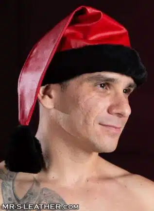 Mr. S Leather Santa Hat Red/Black Trim