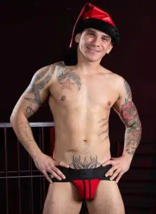 Mr. S Leather Santa Hat Red/Black Trim