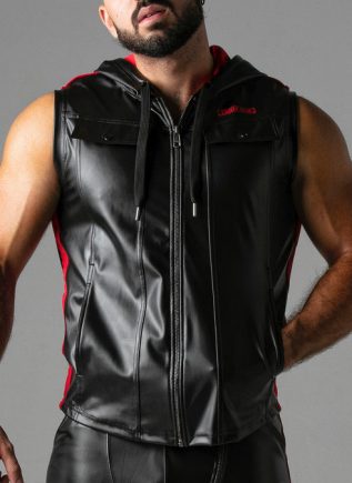 Locker Gear Leatherette Sleeveless Hoody Red Extra large