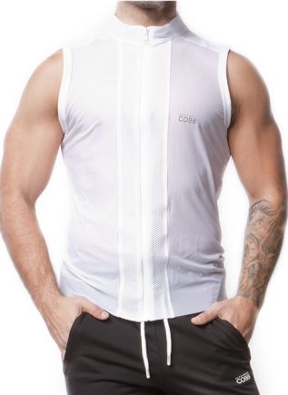 Alexander Cobb Mesh Sleeveless Zipper Jacket White Medium