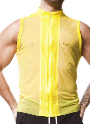 Alexander Cobb Mesh Sleeveless Zipper Jacket Yellow Medium