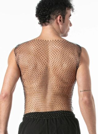 Leader Mesh Party Tank Top Black Small