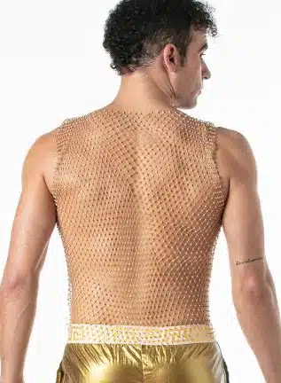 Leader Mesh Party Tank Top Gold Small