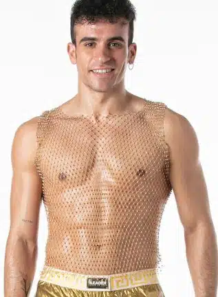 Leader Mesh Party Tank Top Gold Small