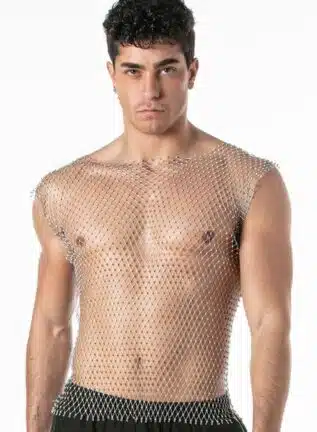 Leader Mesh Party Tank Top Silver Small