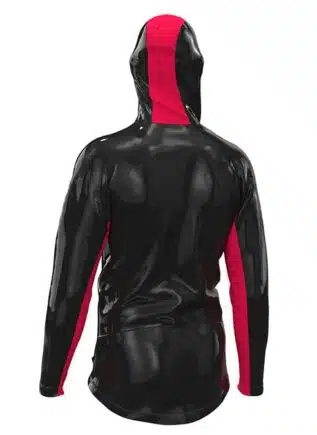 Geronimo Shiny Vinyl Hoodie With Ziper and Red Details