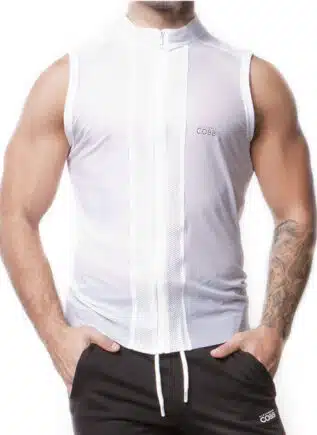 Alexander Cobb Mesh Sleeveless Zipper Jacket White