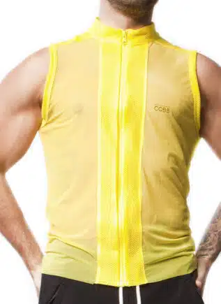 Alexander Cobb Mesh Sleeveless Zipper Jacket Yellow