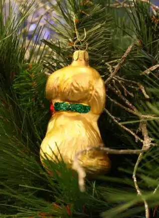 Gold Puppy Christmas Ornament