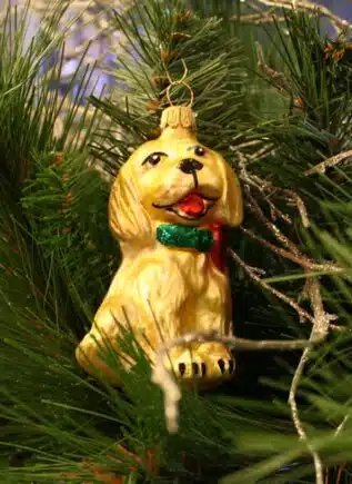 Gold Puppy Christmas Ornament