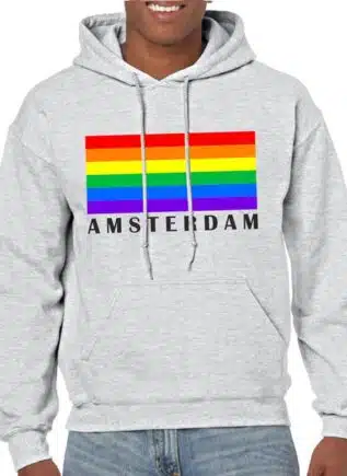 HoodyRainbow Flag Square Amsterdam Grey