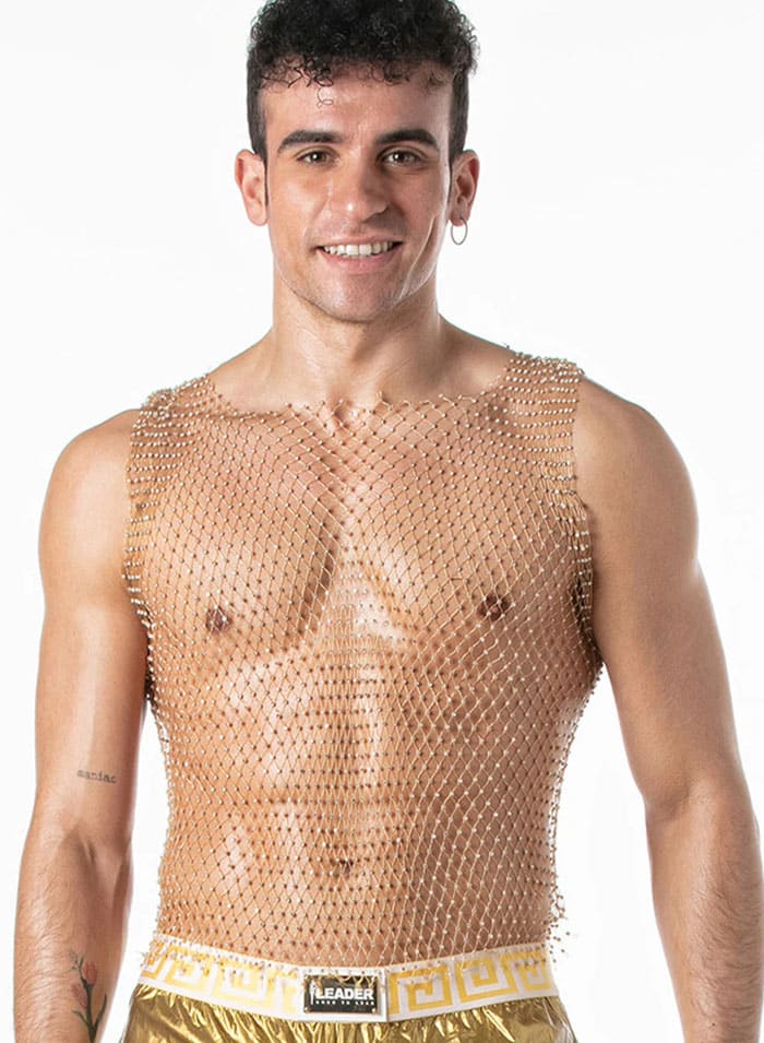 Leader Mesh Party Tank Top Gold