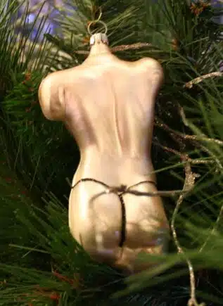 Male with Black Thong Christmas Ornament