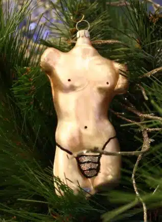 Male with Black Thong Christmas Ornament