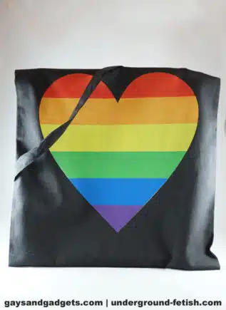 Rainbow Heart Black Tote