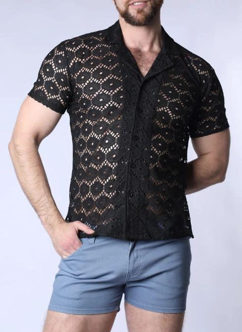 Timoteo Palermo Button Down Mesh Shirt