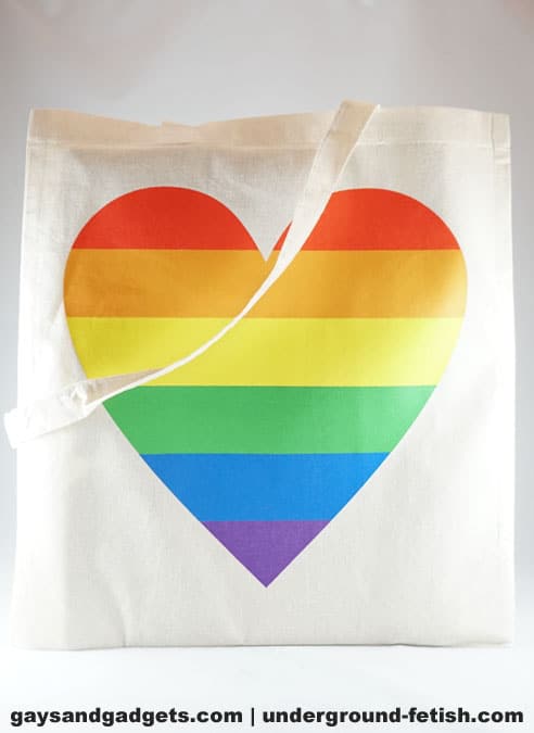 Rainbow Heart Canvas Tote