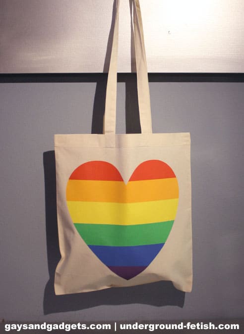 Rainbow Heart Canvas Tote