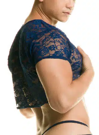 Gigo Redemption Lace Crop Top Blue