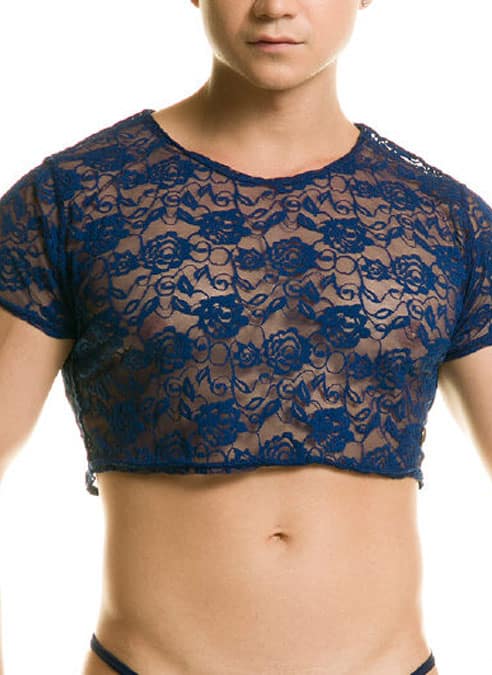Gigo Redemption Lace Crop Top Blue