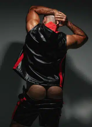 Locker Gear Leatherette Sleeveless Hoody Red