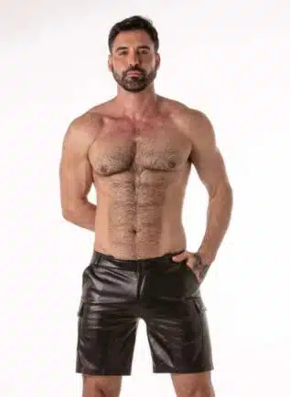 Locker Gear Punch Hole Leatherette Loose Fit Cargo Short