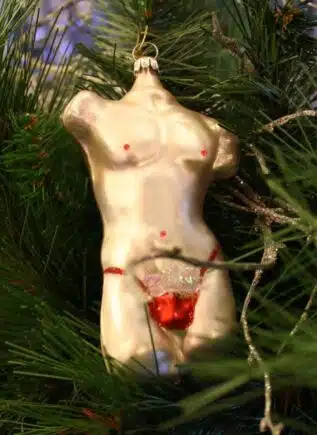 Male with Red Thong Christmas Ornament