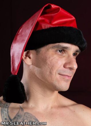Mr. S Leather Santa Hat Red/Black Trim