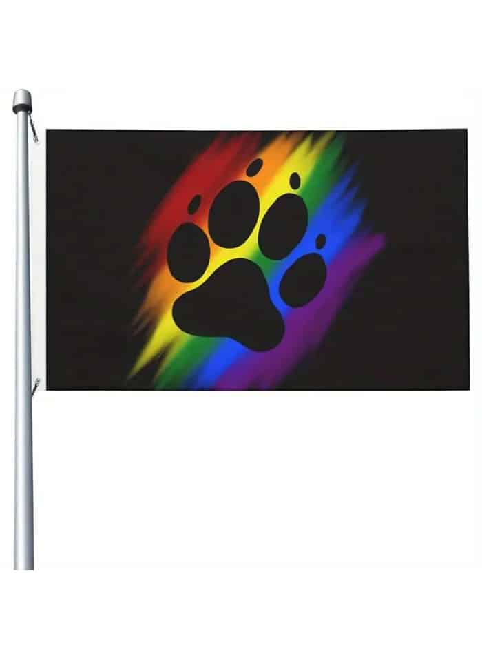 Pride Flag With Black Dog Paw Print
