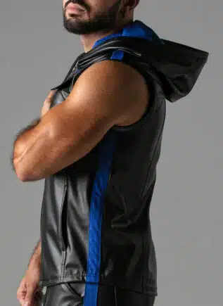 Locker Gear Leatherette Sleeveless Hoody Blue
