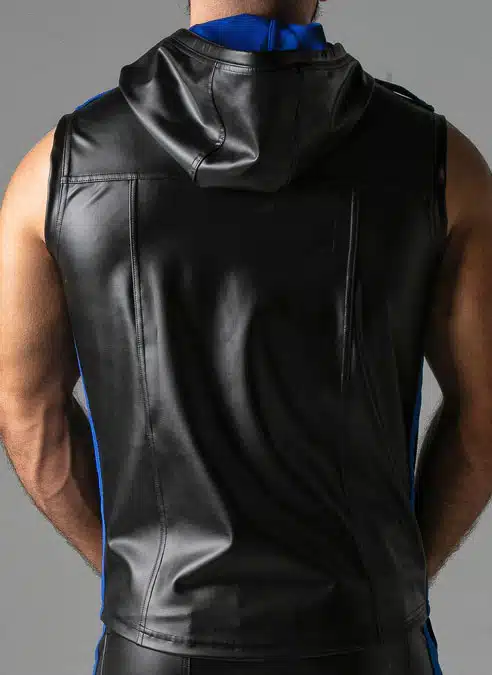 Locker Gear Leatherette Sleeveless Hoody Blue