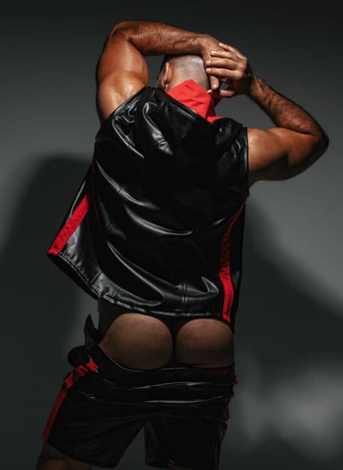 Locker Gear Leatherette Sleeveless Hoody Red