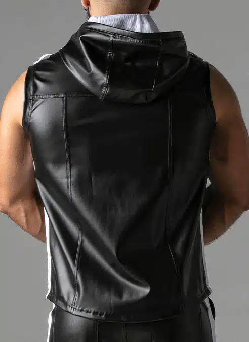 Locker Gear Leatherette Sleeveless Hoody White