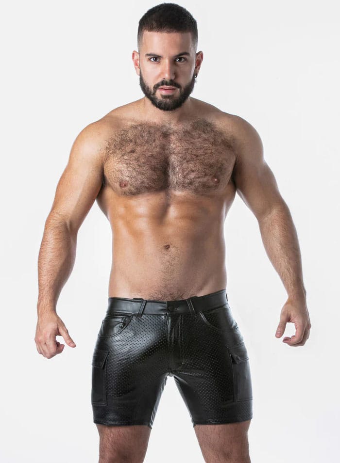 Locker Gear Punch Hole Leatherette Cargo Short