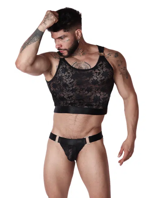 Gigo Illusion Black Crop Top