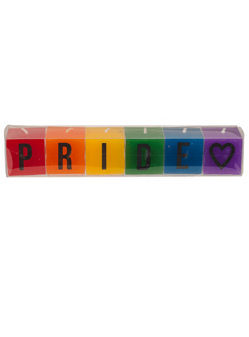 OOTB Square candles with PRIDE letters