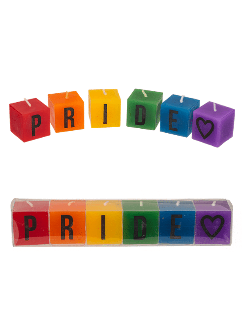 OOTB Square candles with PRIDE letters